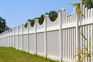 White intricate design vinyl fence in Milton, Ontario